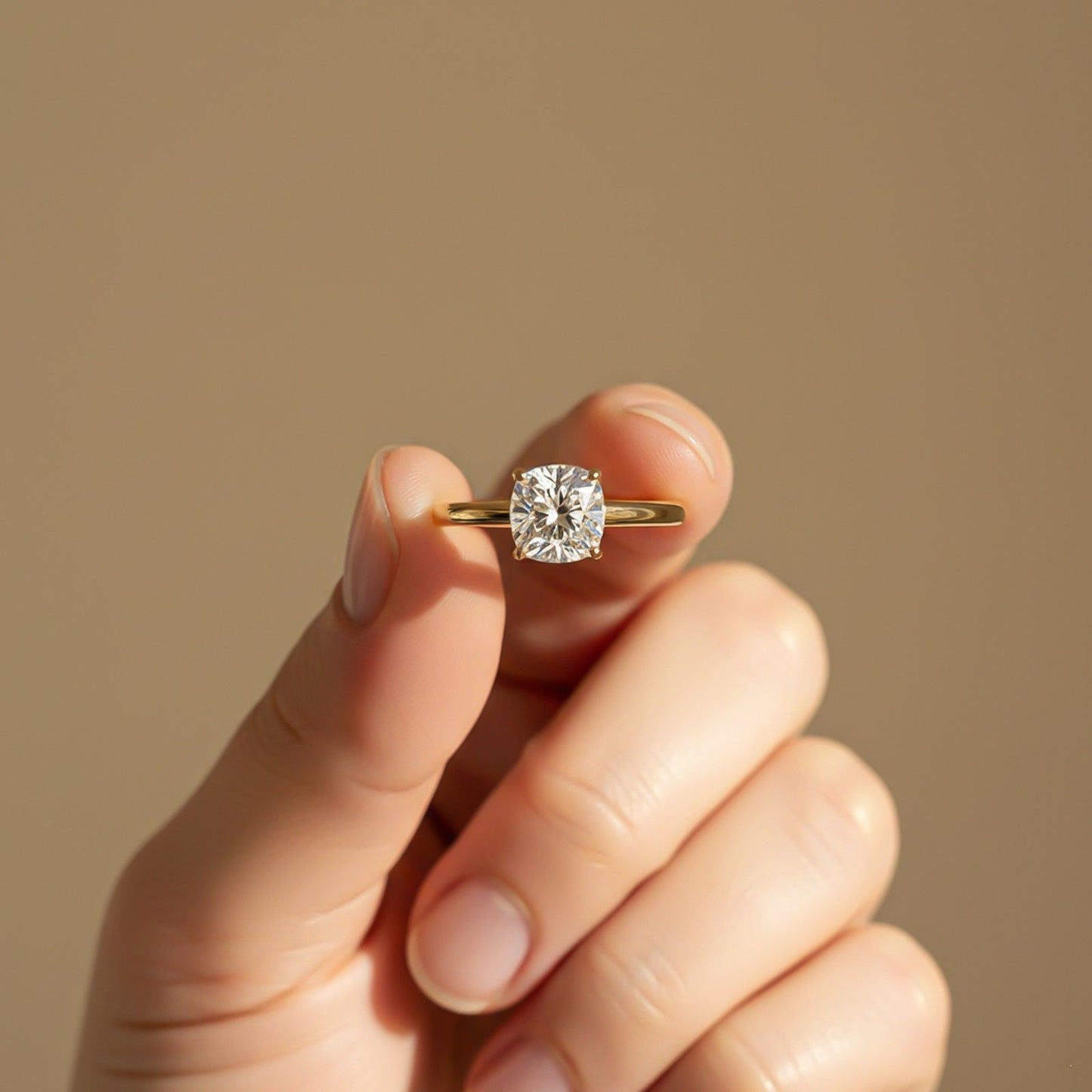 1Ctw Moissanite Solo Cushion Ring