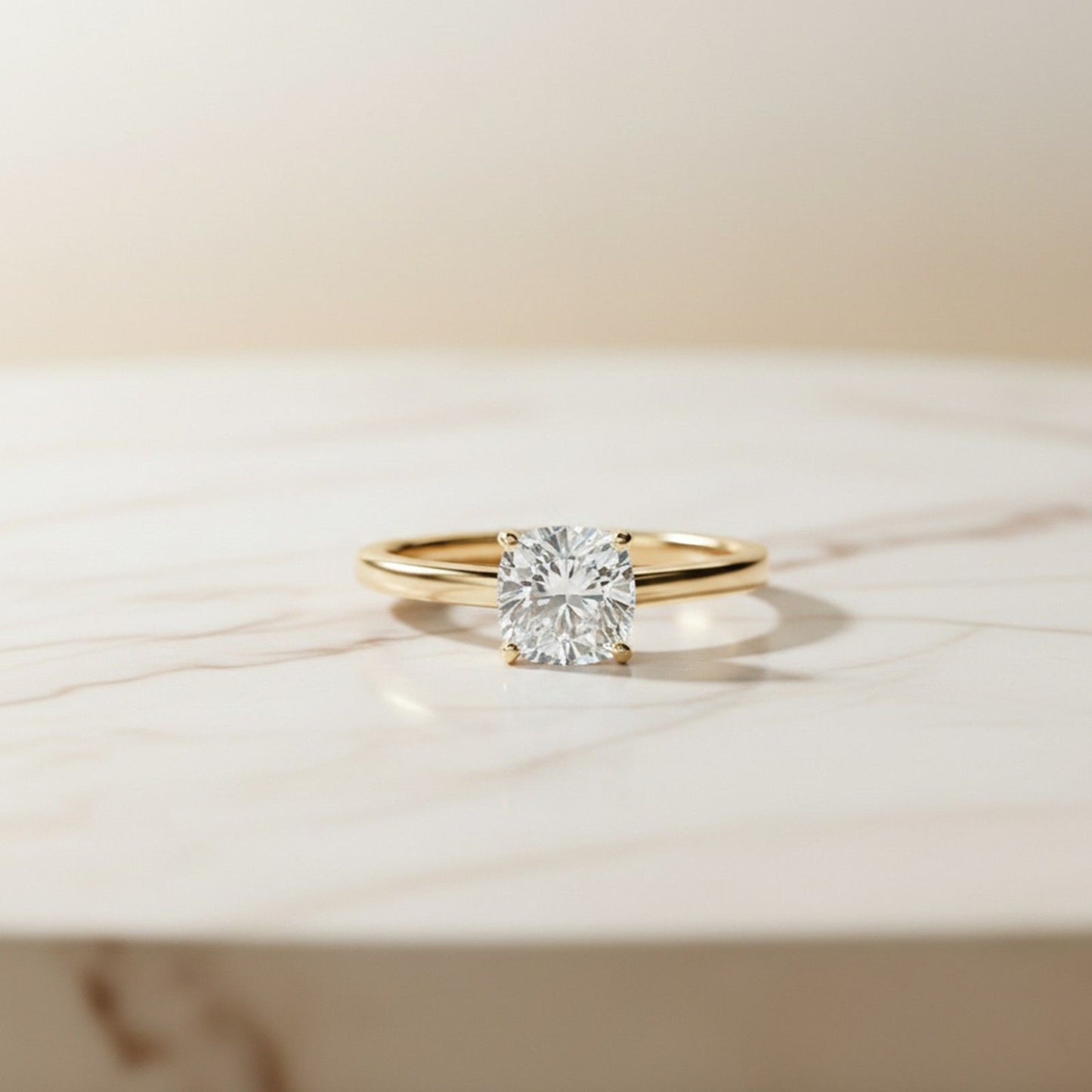1Ctw Moissanite Solo Cushion Ring