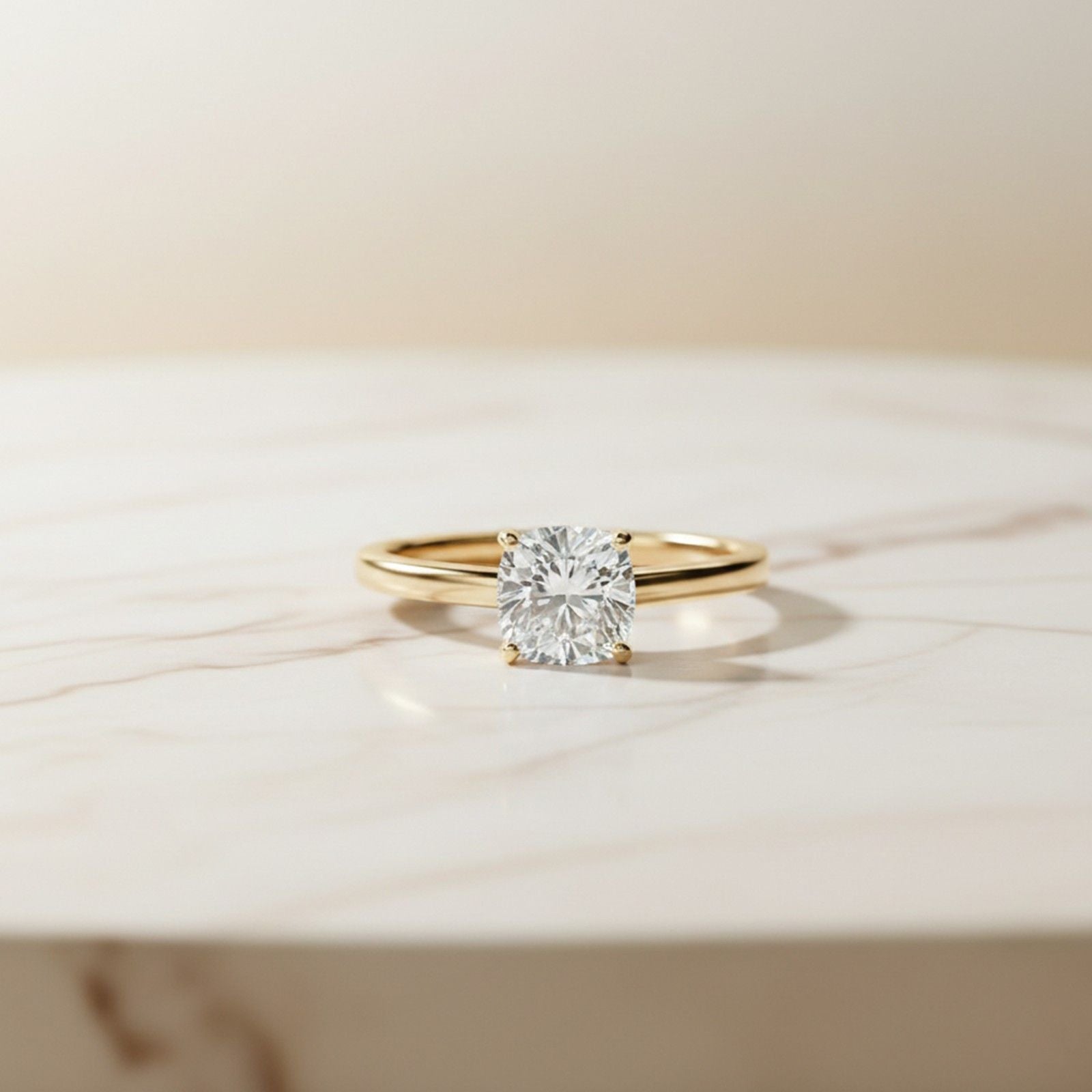1Ctw Moissanite Solo Cushion Ring