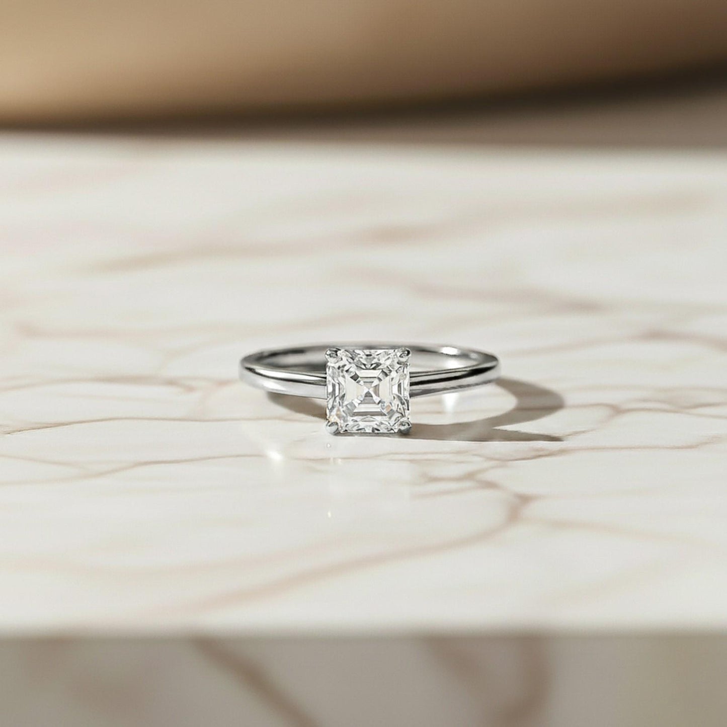 1.25Ctw Asscher Moissanite Solitary Ring