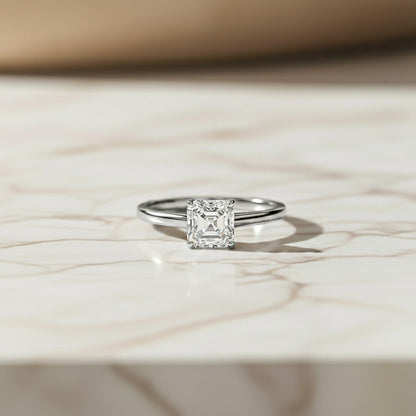 1.25Ctw Asscher Moissanite Solitary Ring