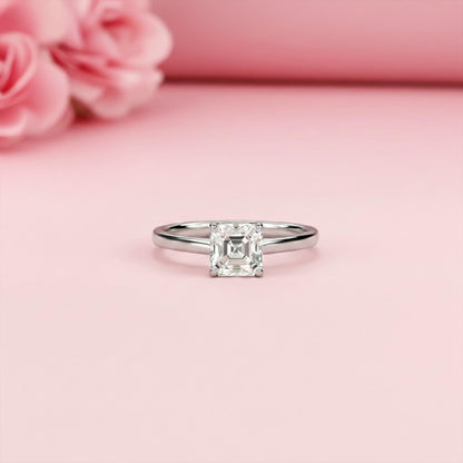 1.25Ctw Asscher Moissanite Solitary Ring