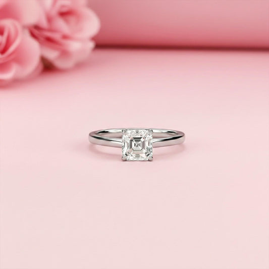 1.25Ctw Asscher Moissanite Solitary Ring