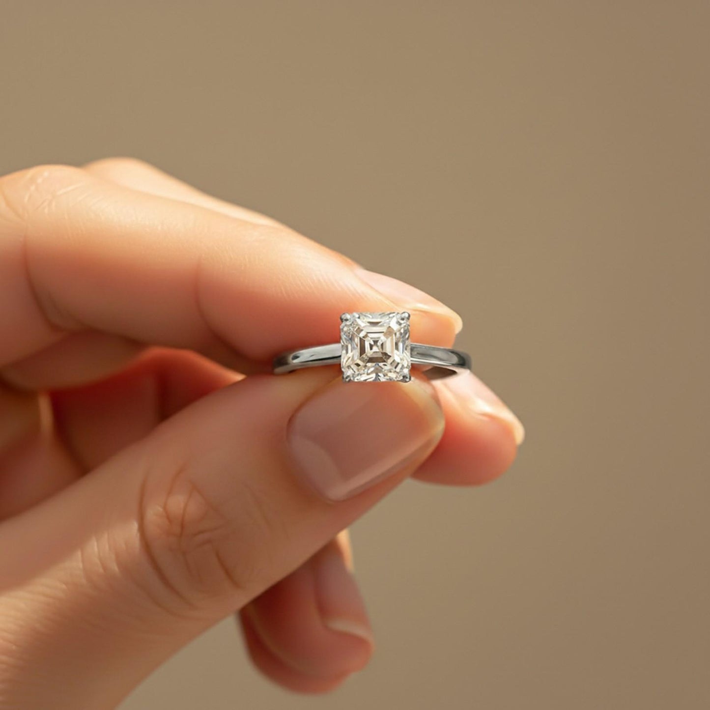 1.25Ctw Asscher Moissanite Solitary Ring