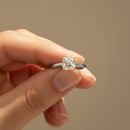 1.25Ctw Asscher Moissanite Solitary Ring