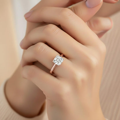 1.25Ctw Asscher Moissanite Solitary Ring