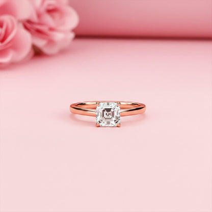 1.25Ctw Asscher Moissanite Solitary Ring