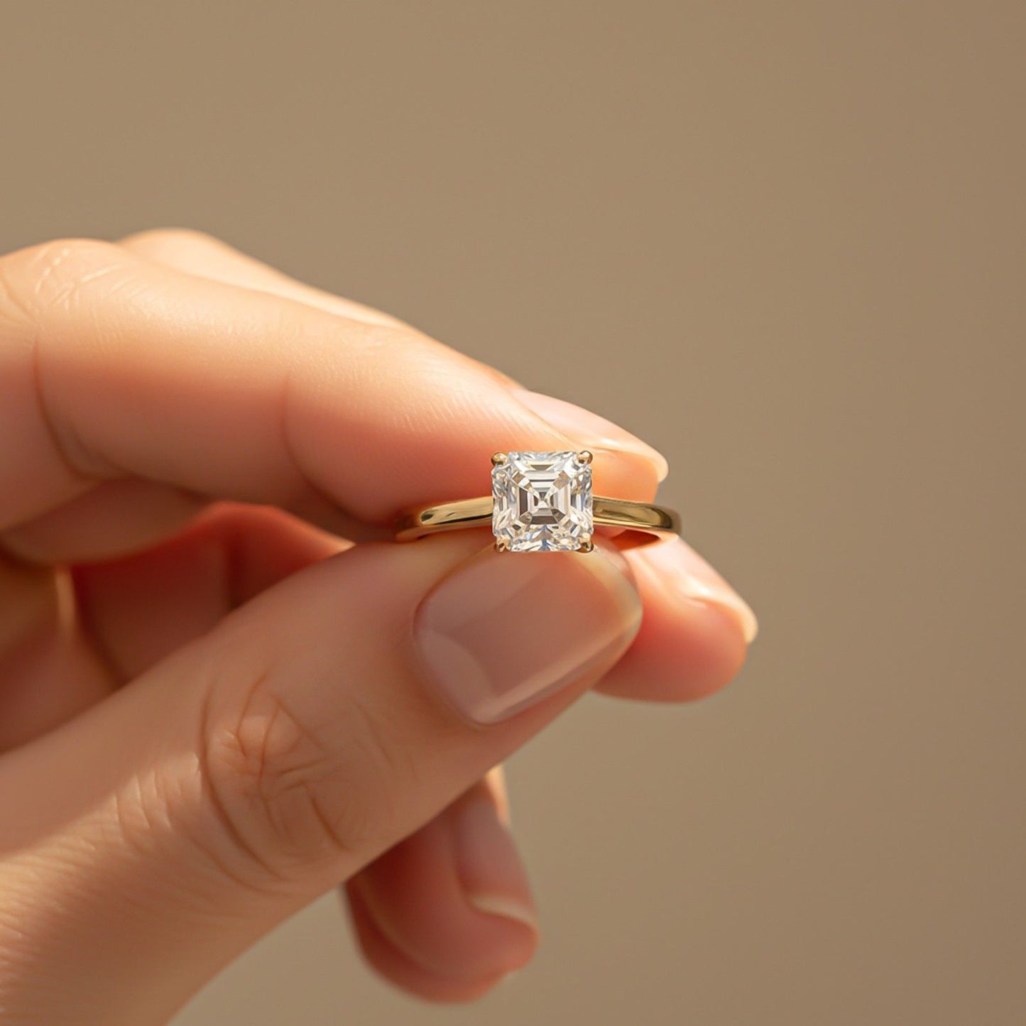 1.25Ctw Asscher Moissanite Solitary Ring