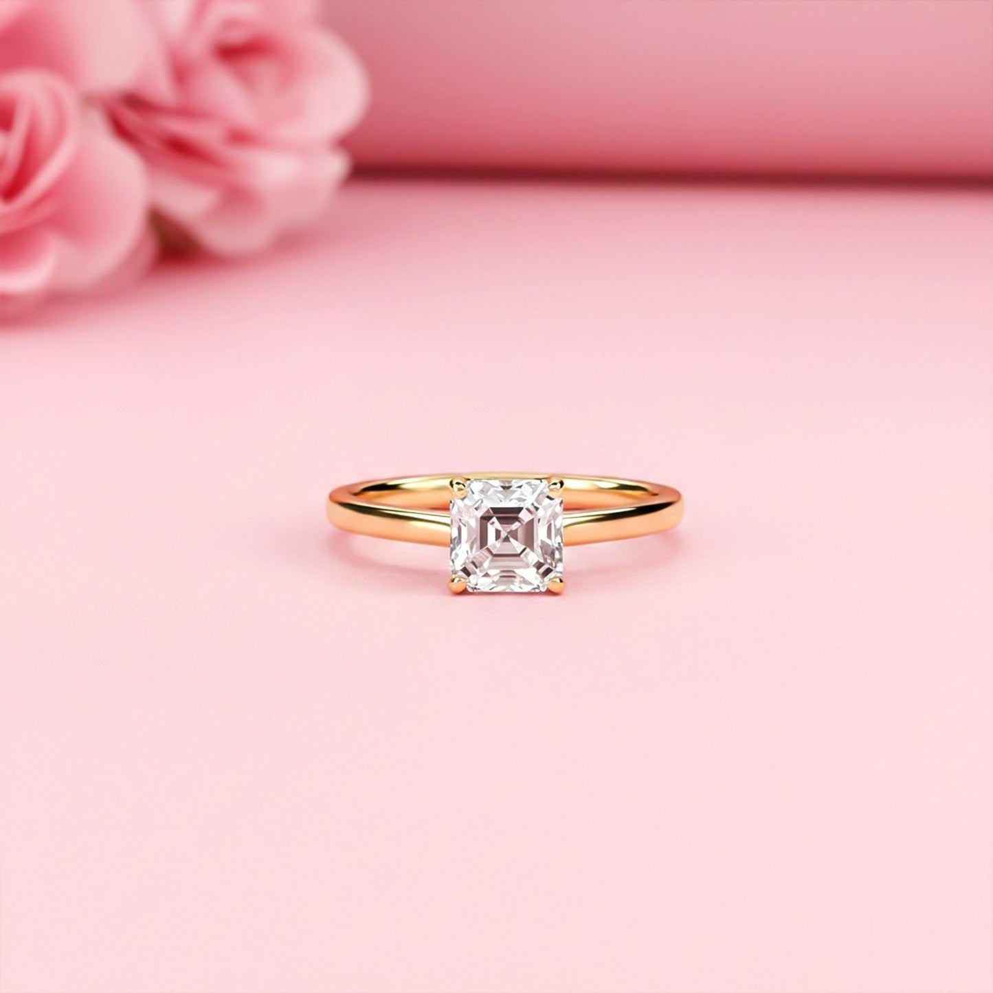 1.25Ctw Asscher Moissanite Solitary Ring