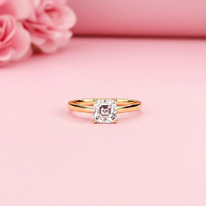 1.25Ctw Asscher Moissanite Solitary Ring