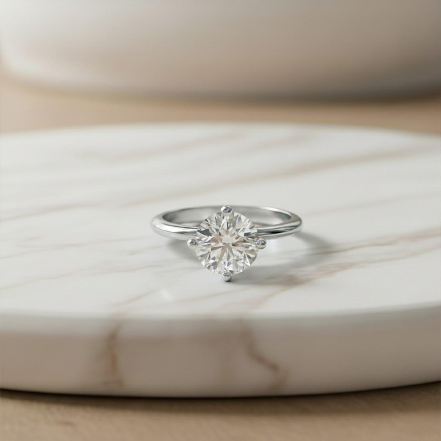 0.50Ctw Round Moissanite Centered Ring