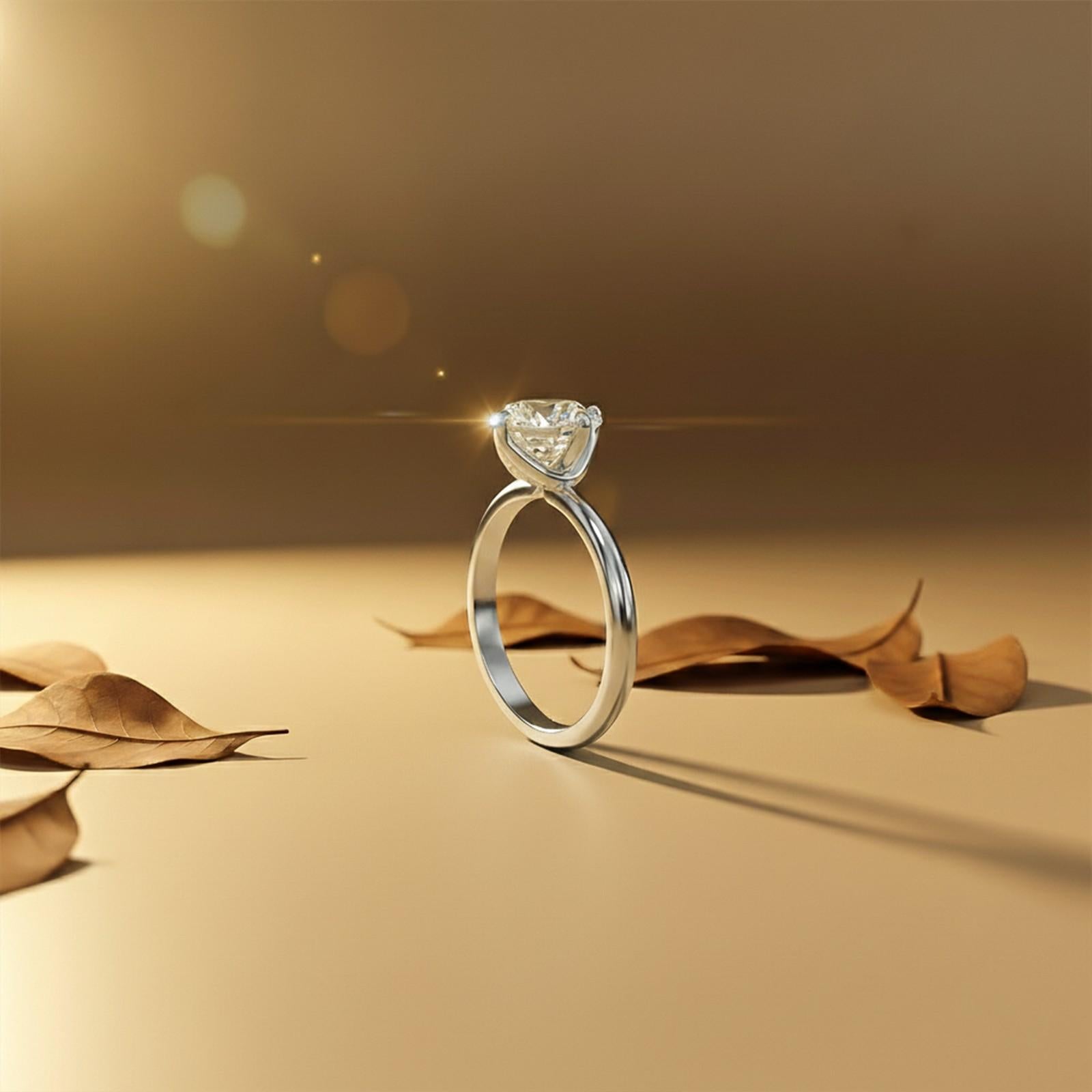 0.50Ctw Round Moissanite Centered Ring