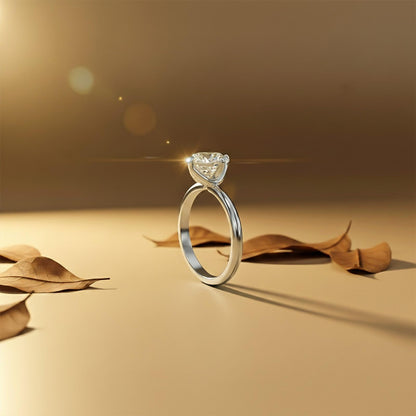 0.50Ctw Round Moissanite Centered Ring