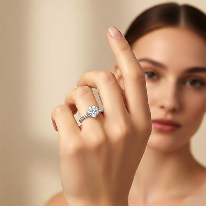 0.50Ctw Round Moissanite Centered Ring