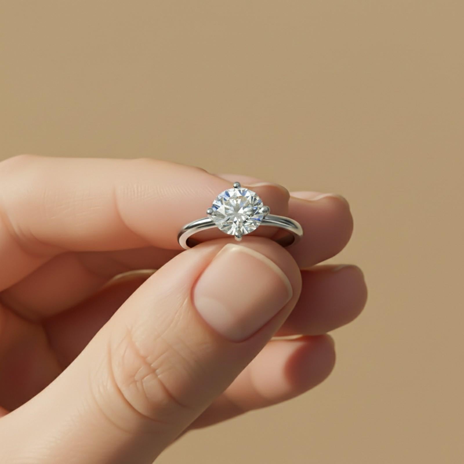 0.50Ctw Round Moissanite Centered Ring