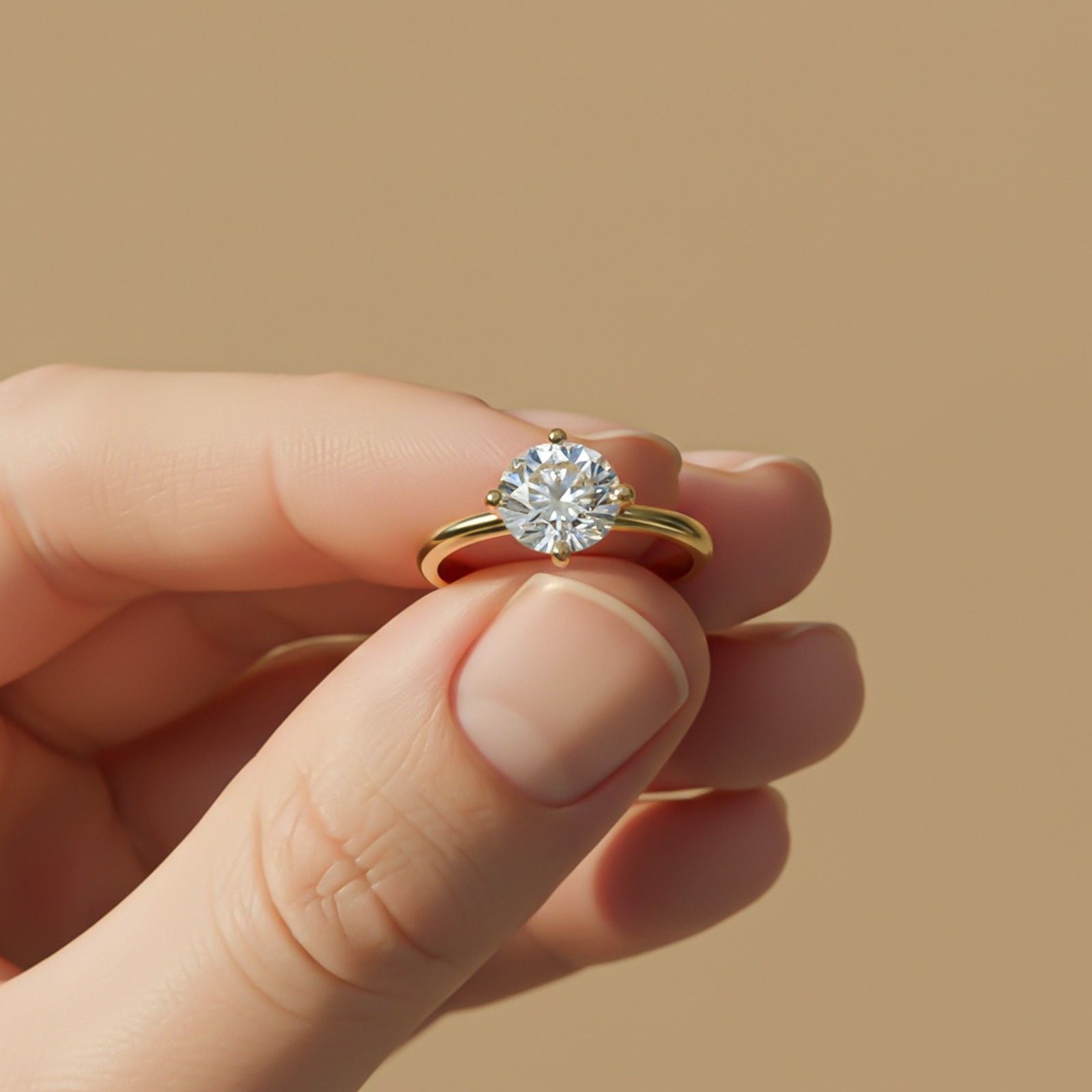 0.50Ctw Round Moissanite Centered Ring