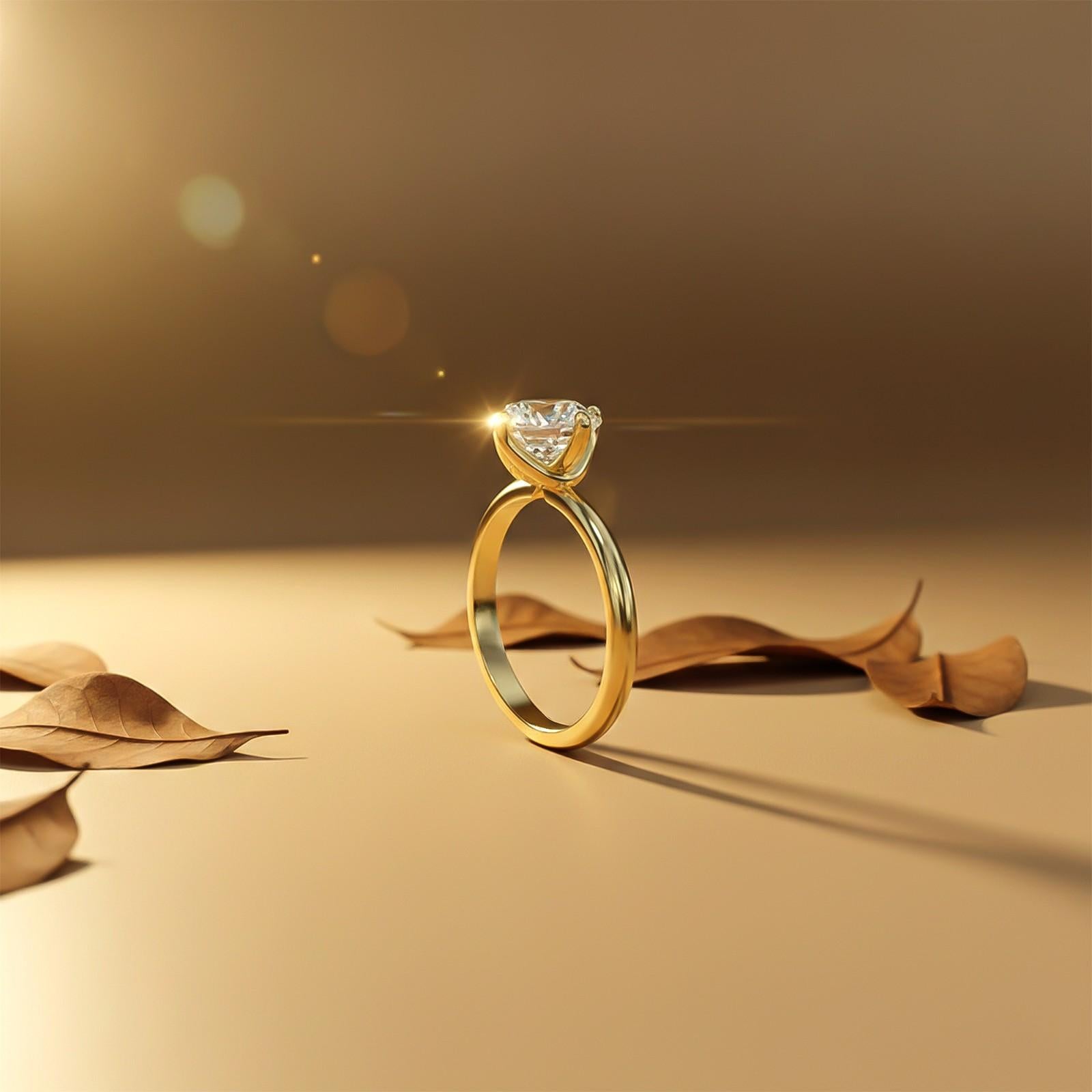 0.50Ctw Round Moissanite Centered Ring