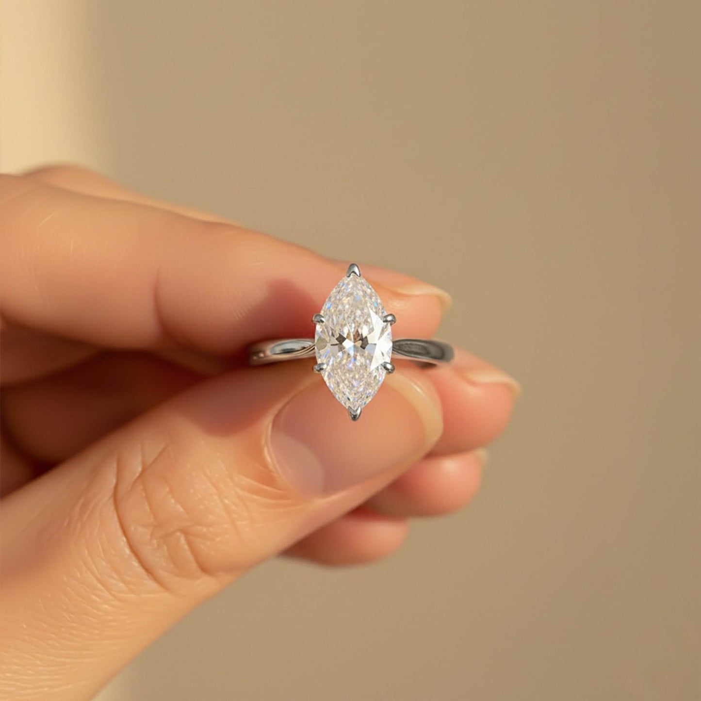1Ctw Moissanite Marquise Refined Ring
