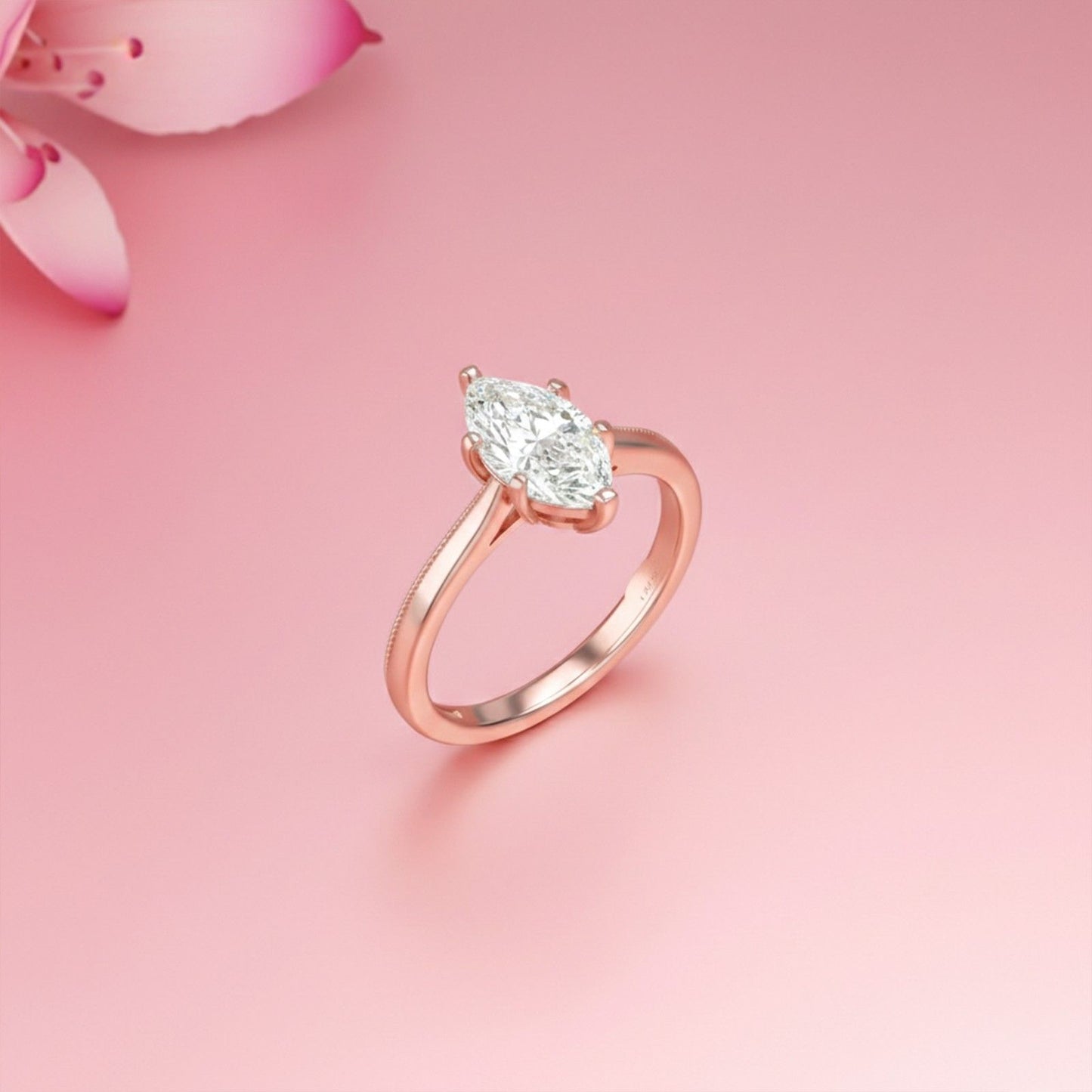 1Ctw Moissanite Marquise Refined Ring