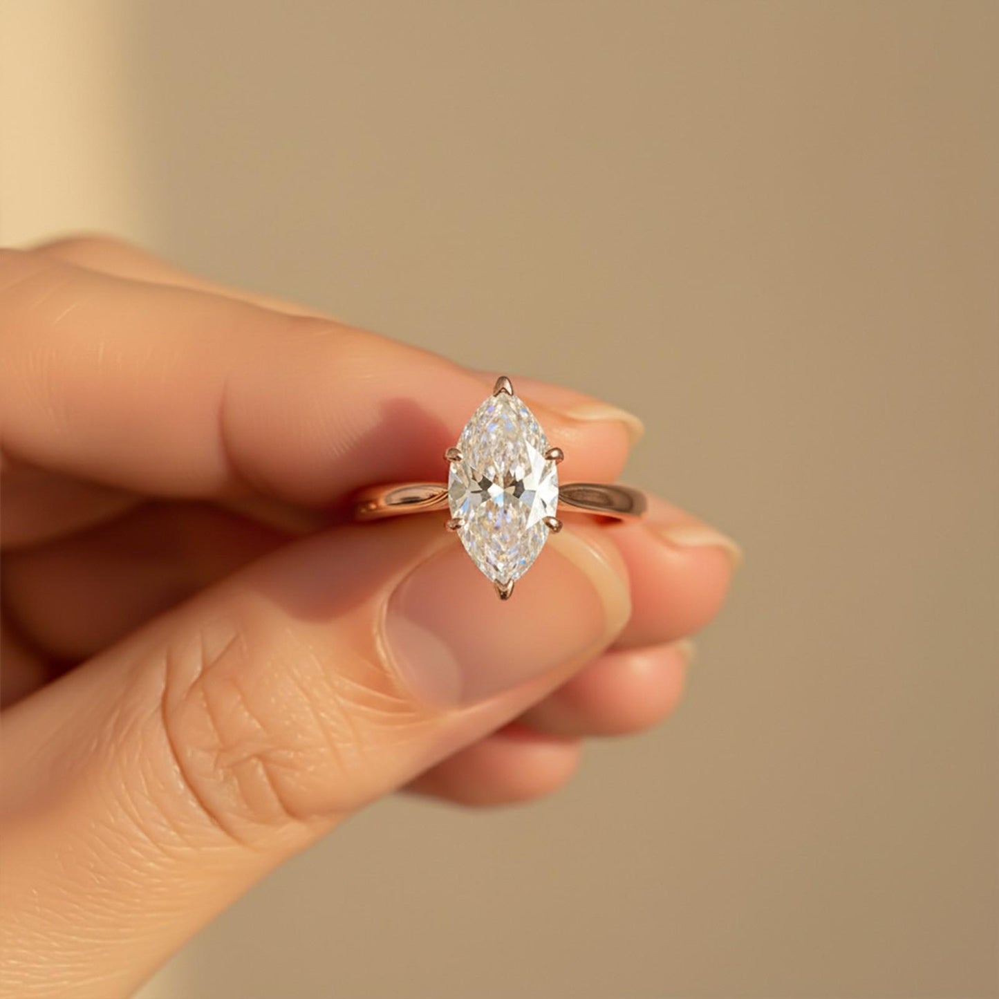 1Ctw Moissanite Marquise Refined Ring