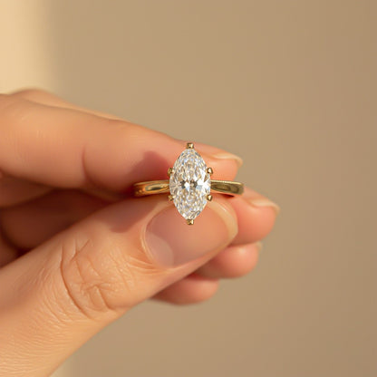 1Ctw Moissanite Marquise Refined Ring