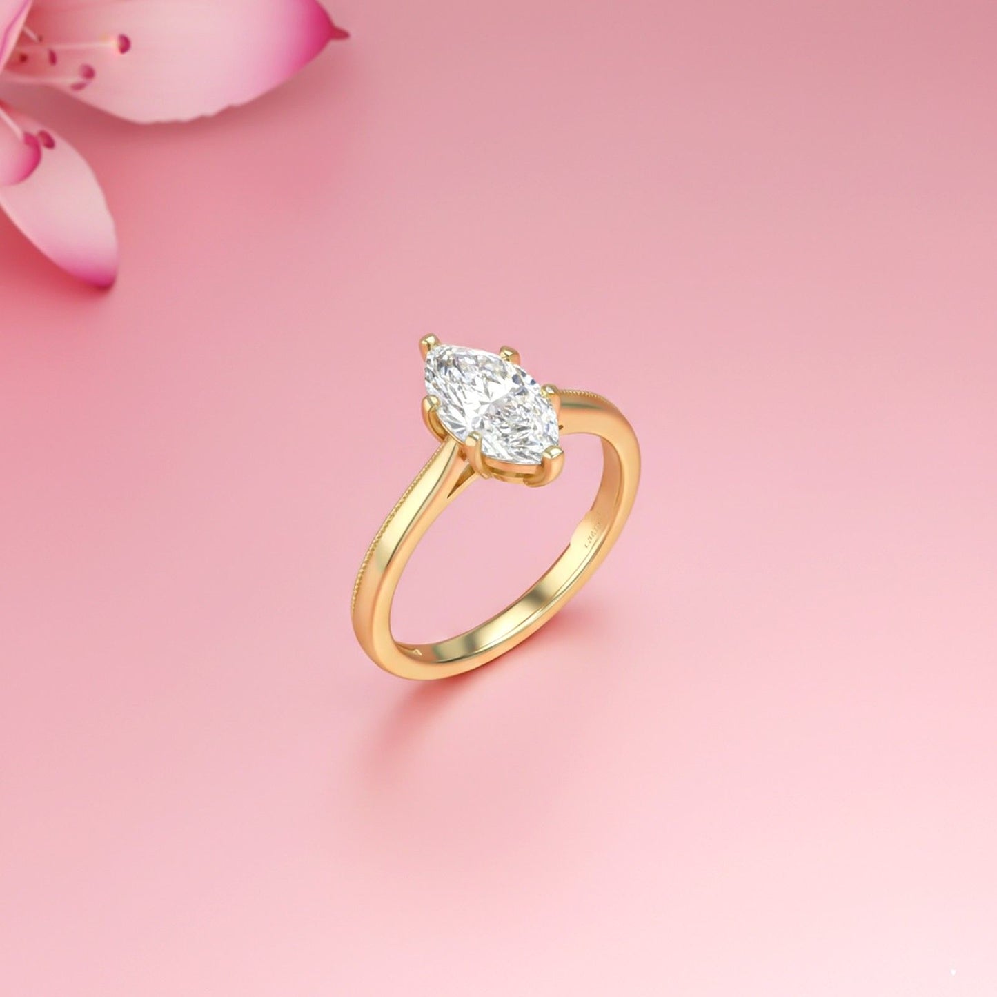 1Ctw Moissanite Marquise Refined Ring