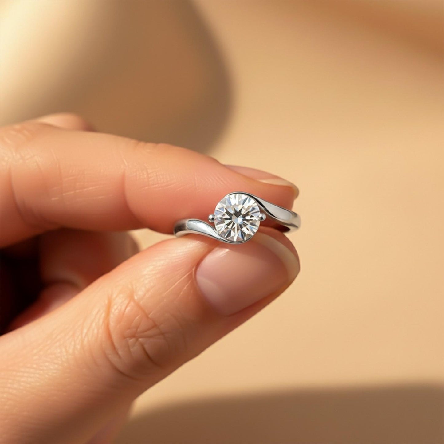 1.30Ctw Moissanite Round Yolo Ring