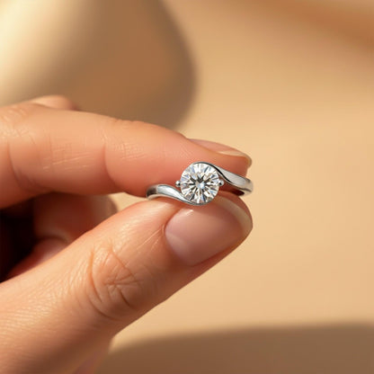 1.30Ctw Moissanite Round Yolo Ring