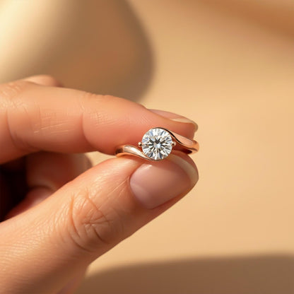 1.30Ctw Moissanite Round Yolo Ring