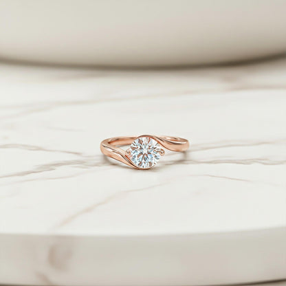 1.30Ctw Moissanite Round Yolo Ring