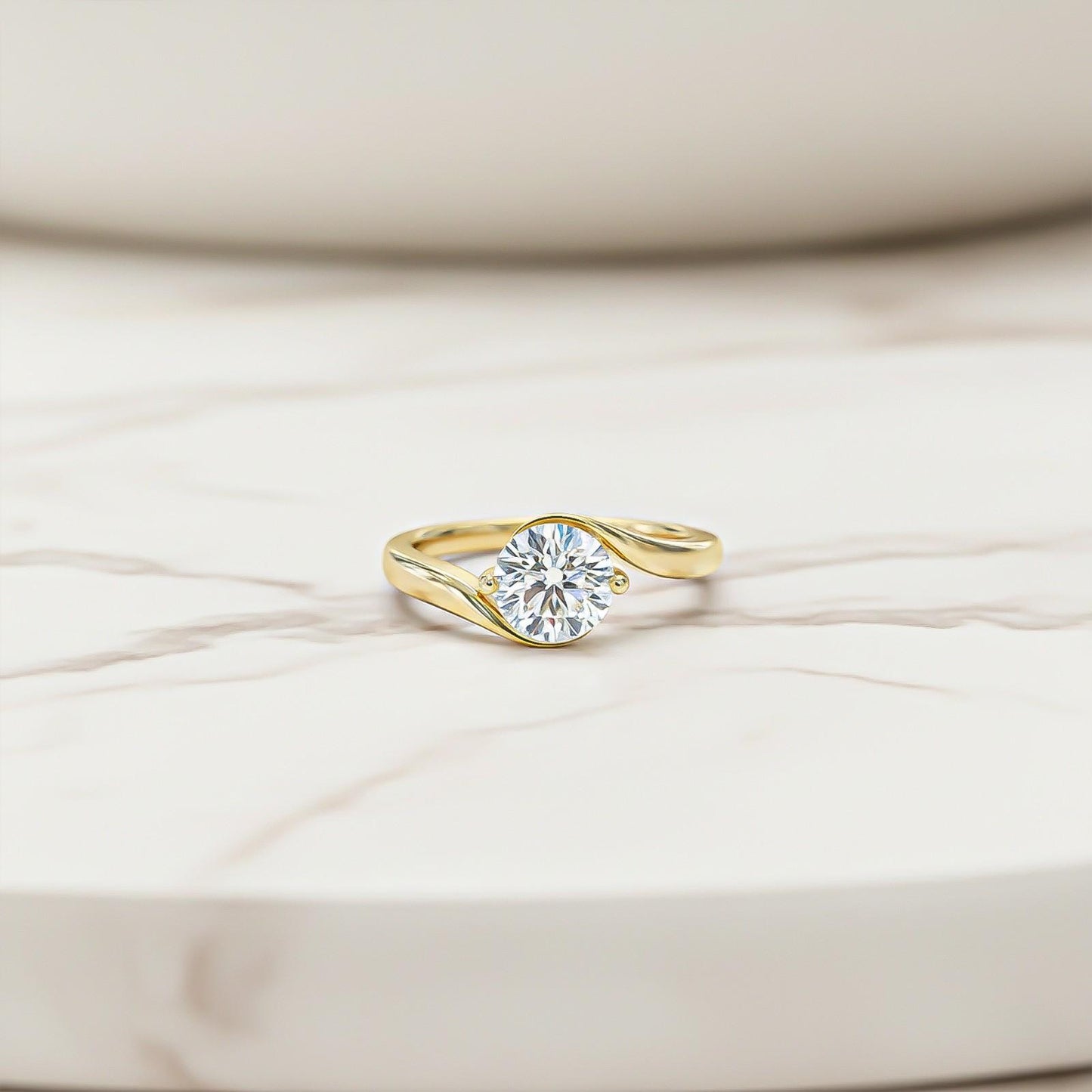 1.30Ctw Moissanite Round Yolo Ring