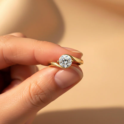 1.30Ctw Moissanite Round Yolo Ring