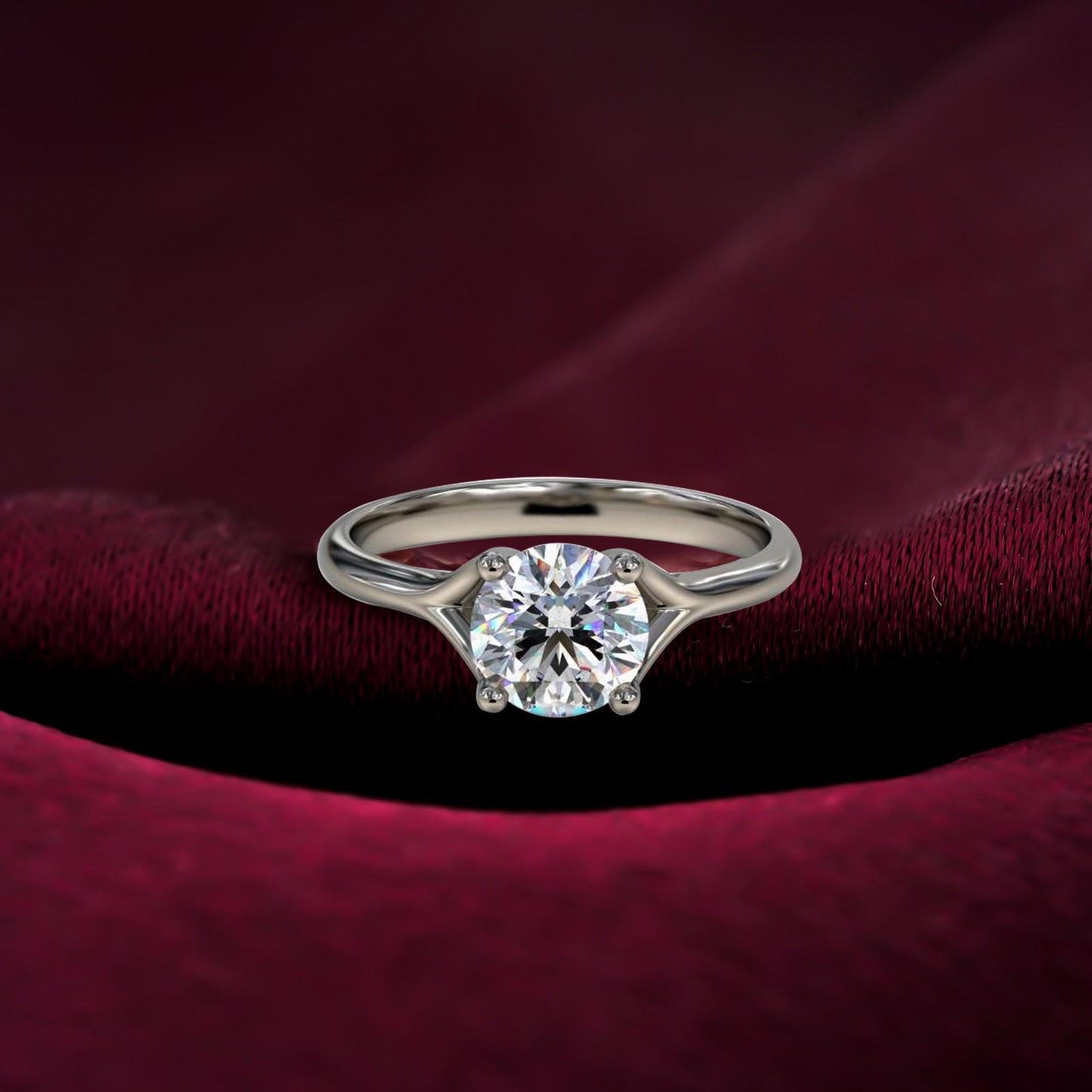 1.50Ctw Round Moissanite Crimson Ring