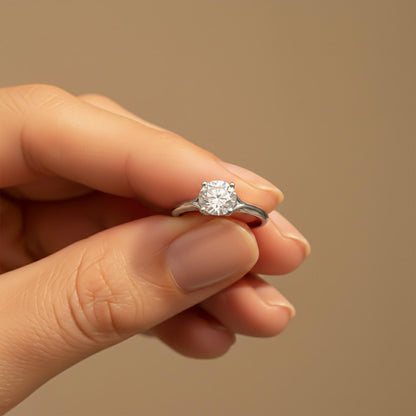 1.50Ctw Round Moissanite Crimson Ring