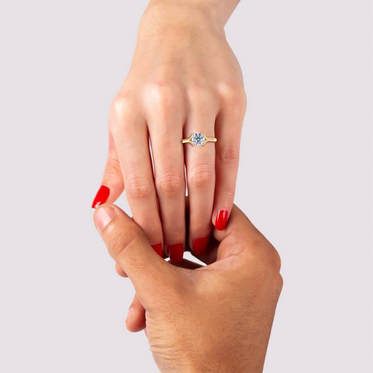 1.50Ctw Round Moissanite Crimson Ring