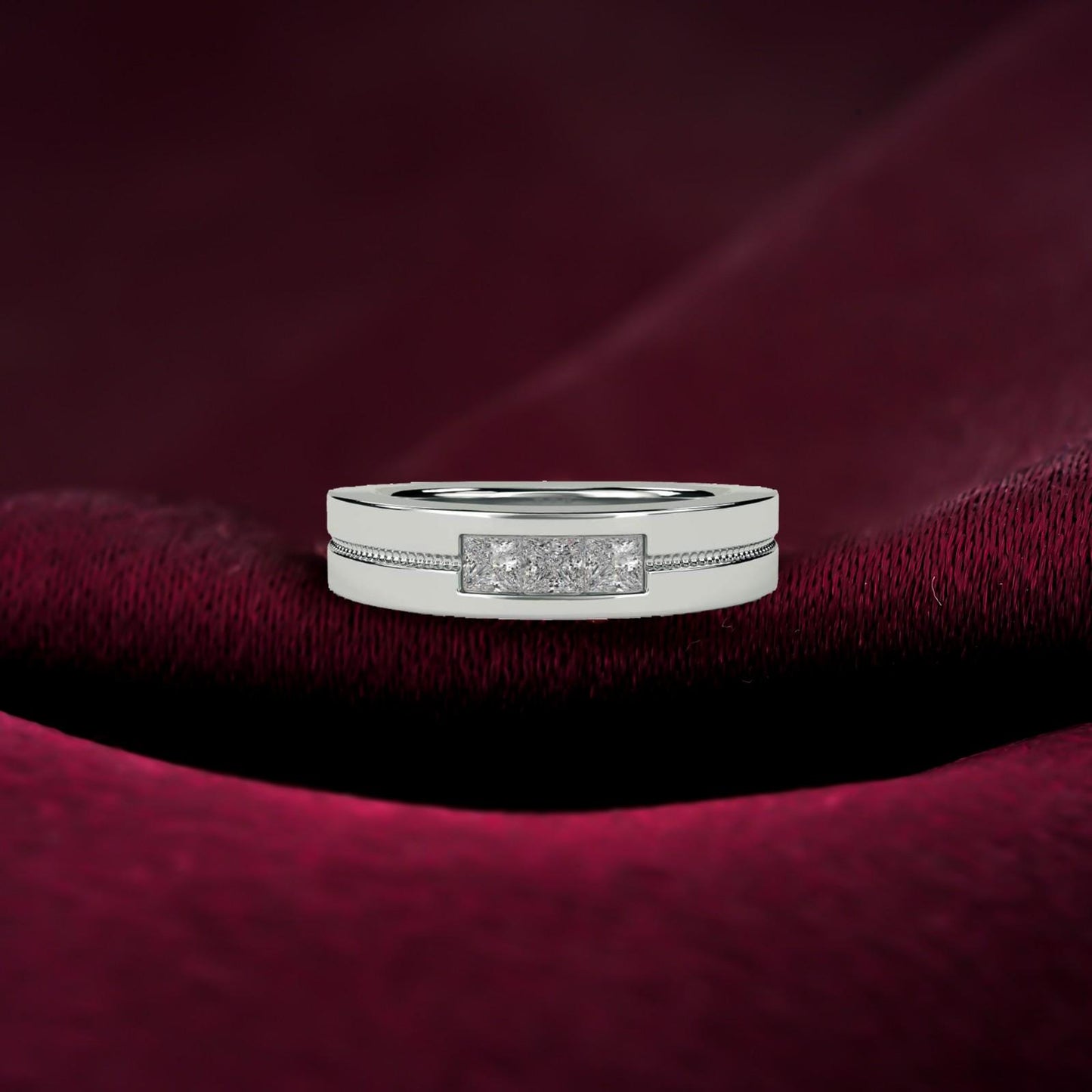 0.75Ctw Princess Moissanite Admiring Men's Band