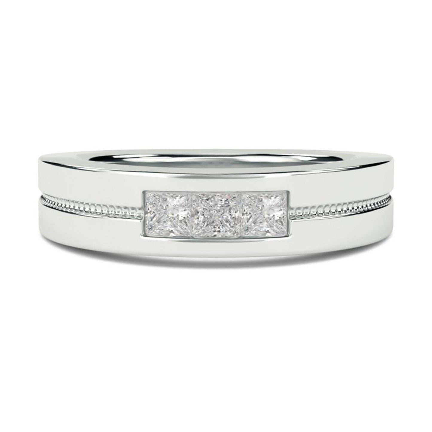 0.75Ctw Princess Moissanite Admiring Men's Band