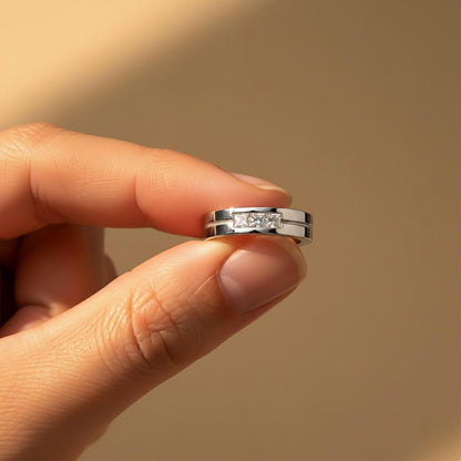 0.75Ctw Princess Moissanite Admiring Men's Band