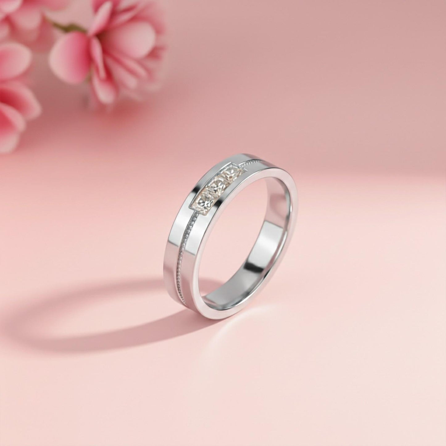 0.75Ctw Princess Moissanite Admiring Men's Band