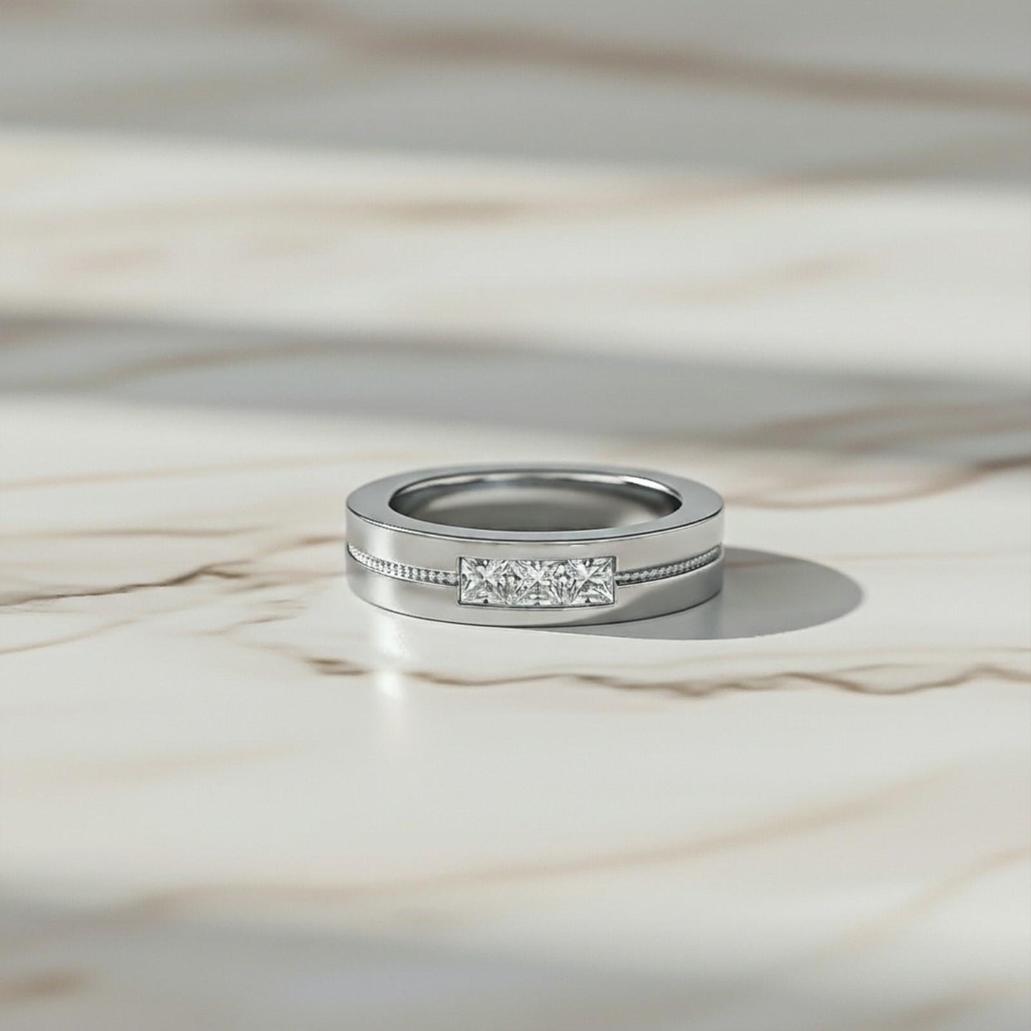 0.75Ctw Princess Moissanite Admiring Men's Band
