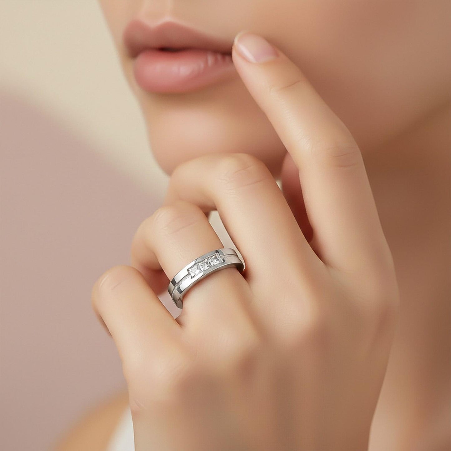 0.75Ctw Princess Moissanite Admiring Men's Band