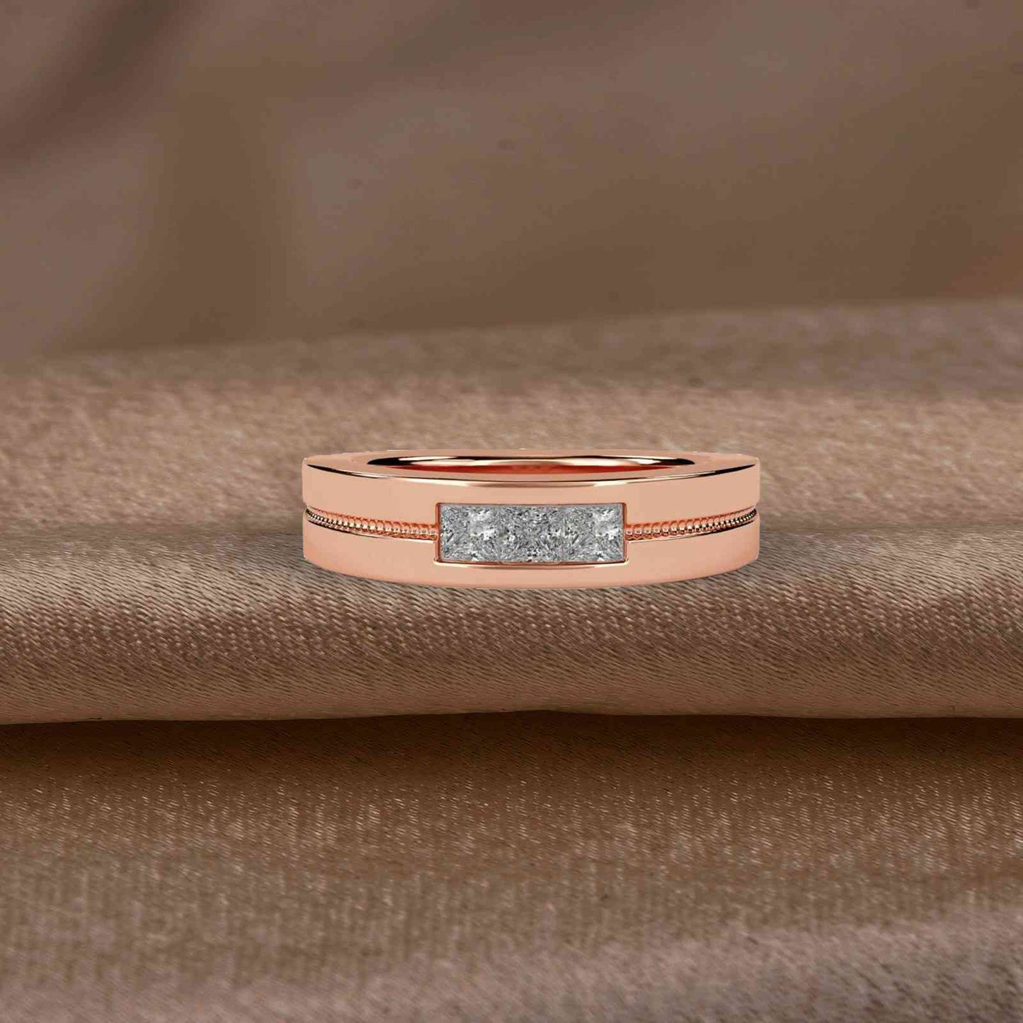 0.75Ctw Princess Moissanite Admiring Men's Band