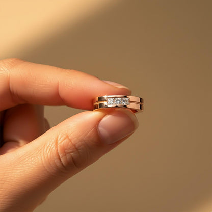 0.75Ctw Princess Moissanite Admiring Men's Band