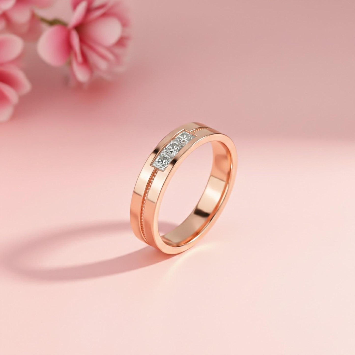 0.75Ctw Princess Moissanite Admiring Men's Band