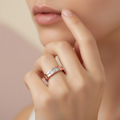 0.75Ctw Princess Moissanite Admiring Men's Band