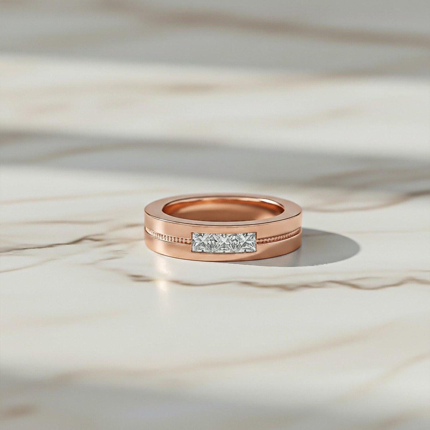0.75Ctw Princess Moissanite Admiring Men's Band