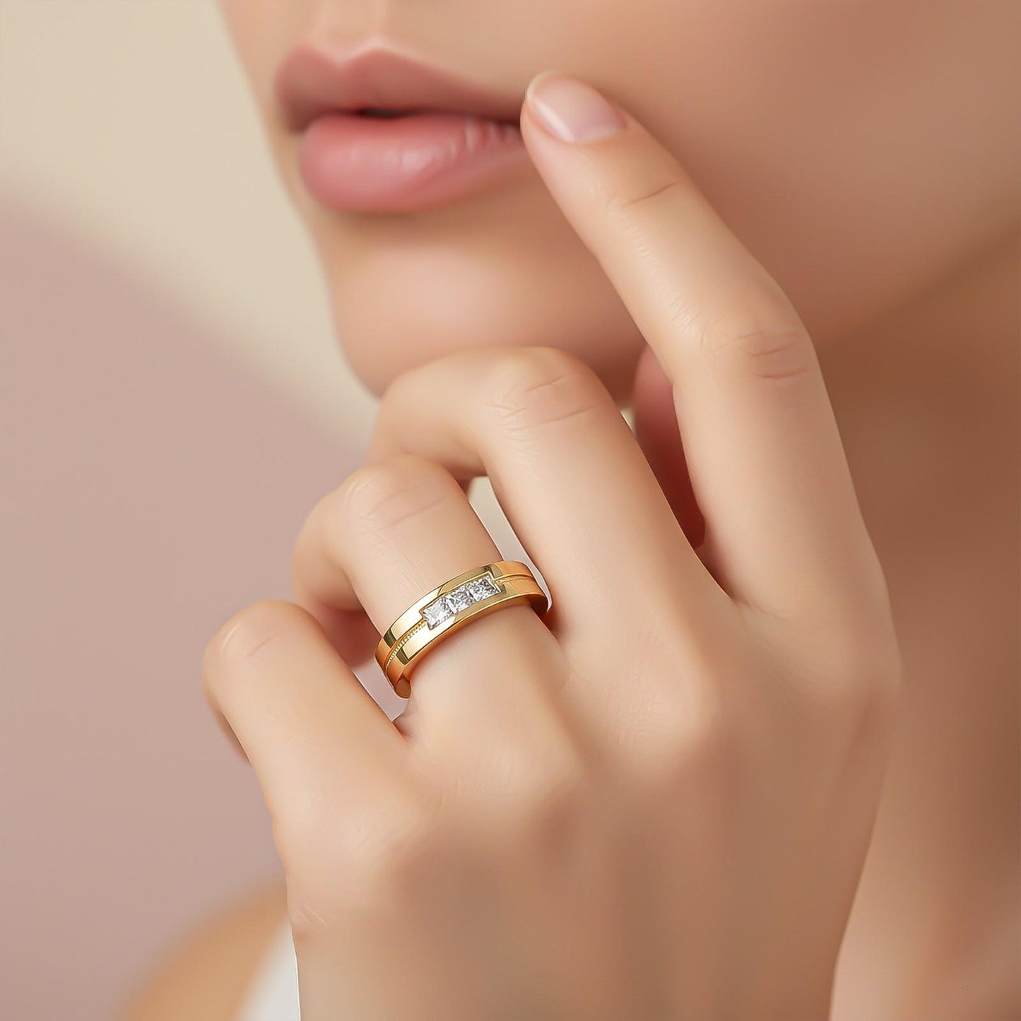 0.75Ctw Princess Moissanite Admiring Men's Band