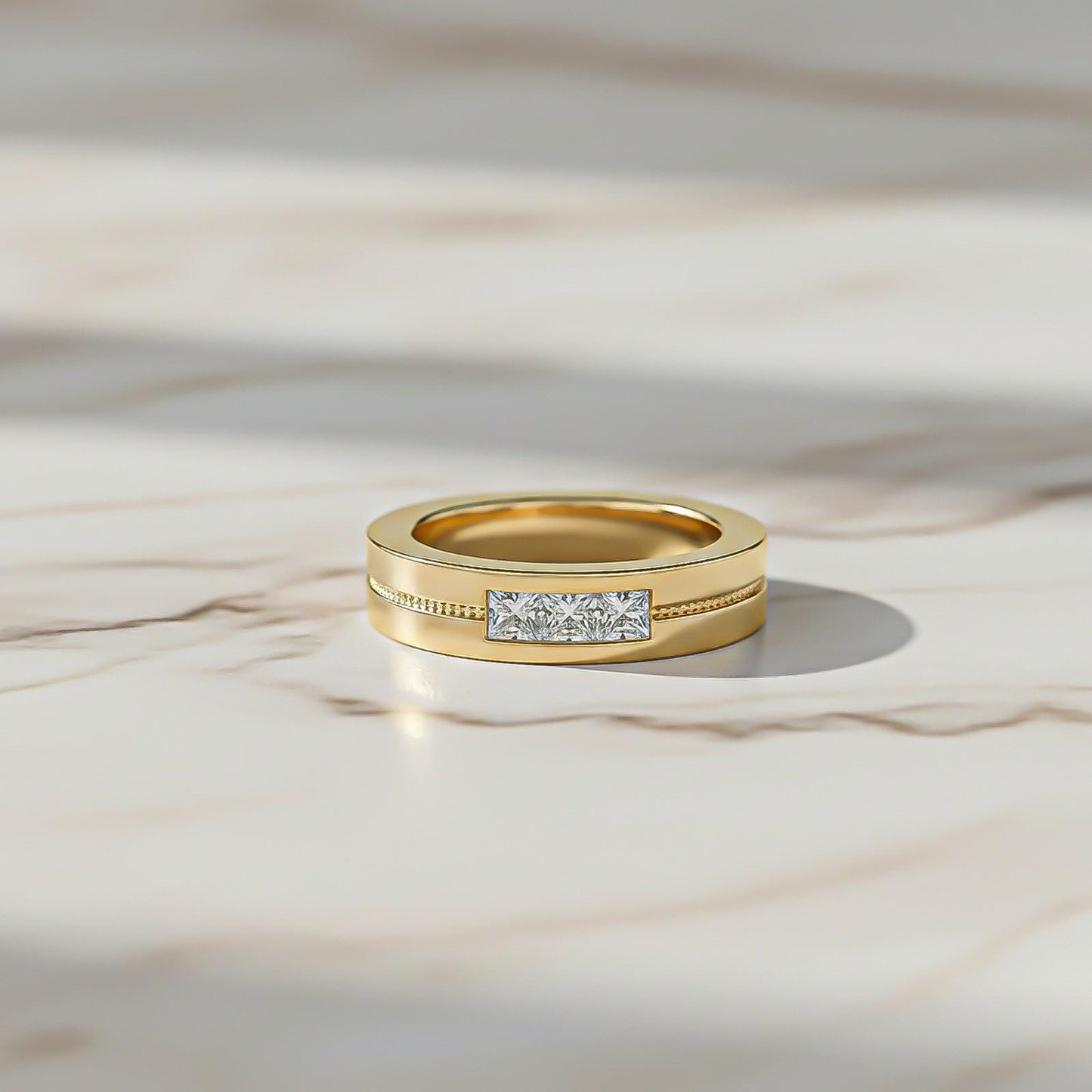 0.75Ctw Princess Moissanite Admiring Men's Band
