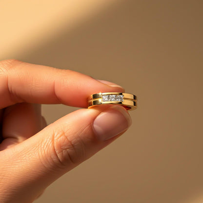 0.75Ctw Princess Moissanite Admiring Men's Band