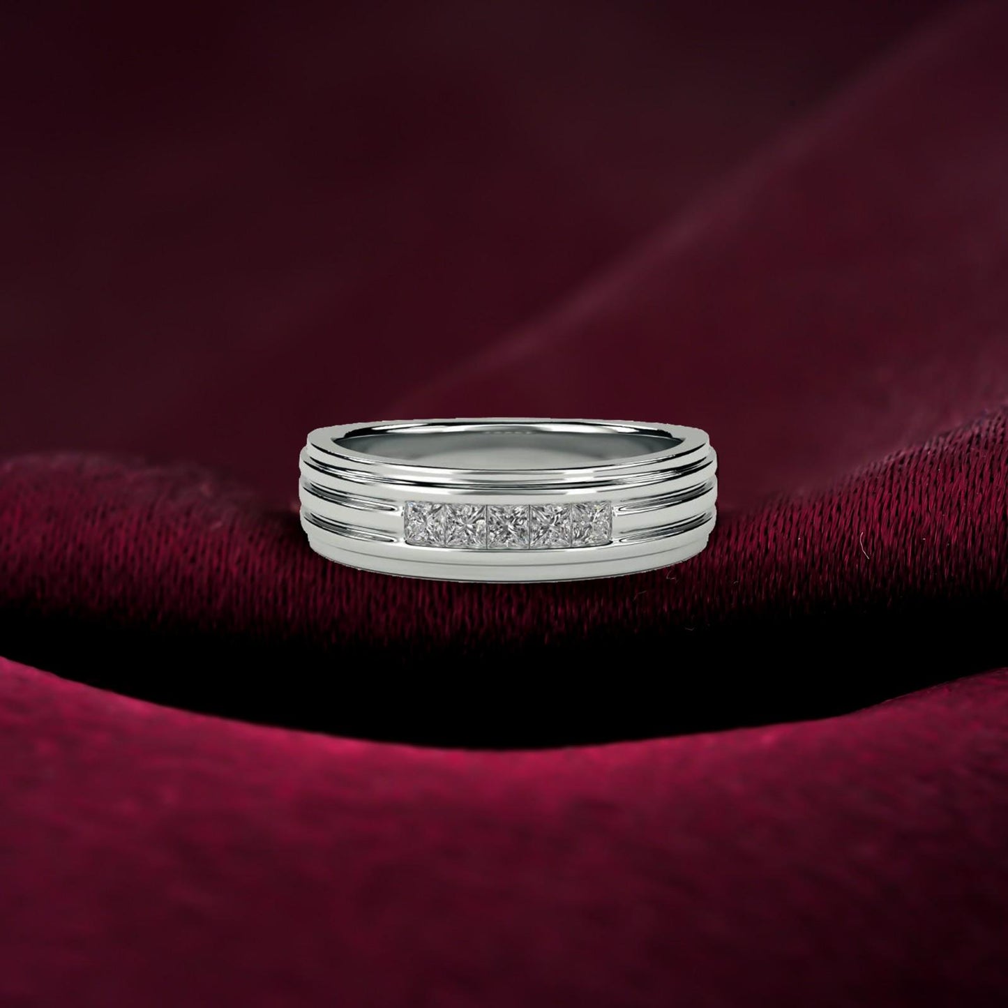 0.50Ctw Princess Moissanite Longing Men's Band